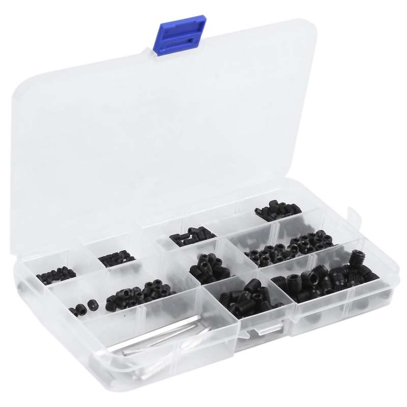 300pcs M3 M4 M5 M6 M8 Hex Grub Screw Set 12.9 Class Black Alloy Steel
