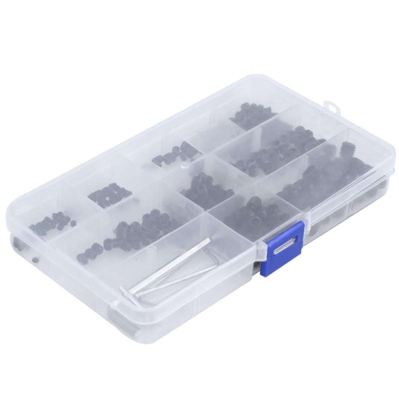 300pcs M3 M4 M5 M6 M8 Hex Grub Screw Set 12.9 Class Black Alloy Steel