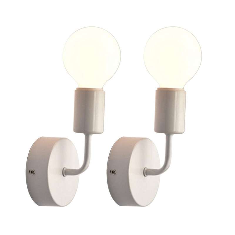 2x White Loft Antique Iron Simple Bar Aisle Wall Sucker Wall Lamp