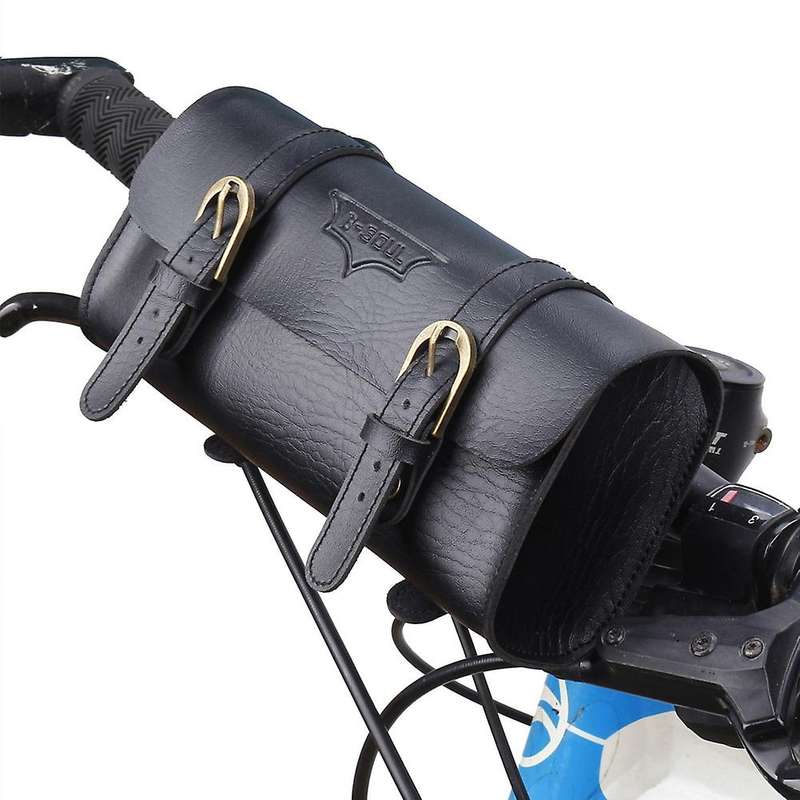 B-soul Vintage Bicycle Handlebar Bag Pu Leather Cycling Bag Black