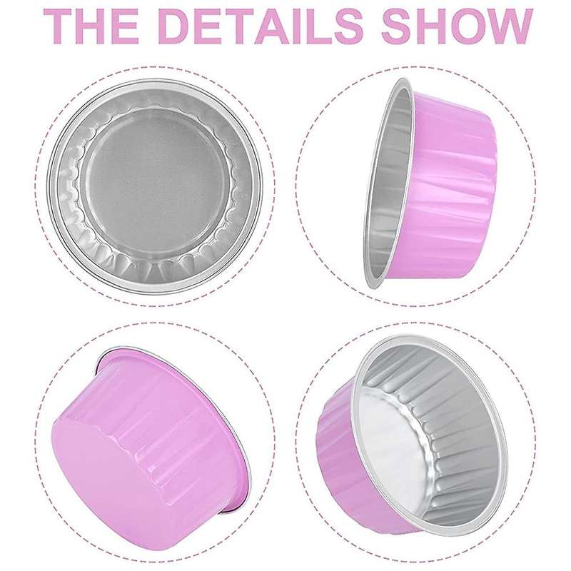 Dessert Cups, Aluminum Foil Mini Cupcake Liners, Muffin Liners, Pink