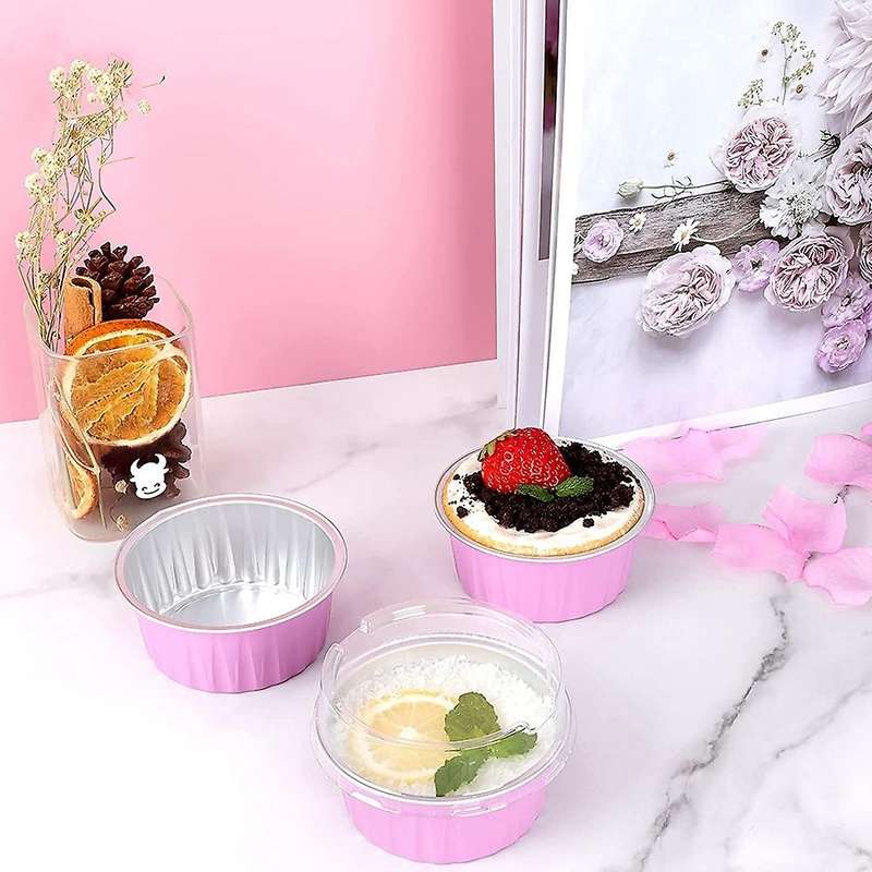 Dessert Cups, Aluminum Foil Mini Cupcake Liners, Muffin Liners, Pink