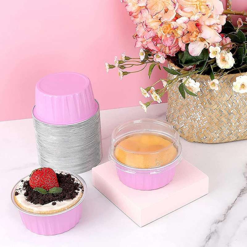 Dessert Cups, Aluminum Foil Mini Cupcake Liners, Muffin Liners, Pink