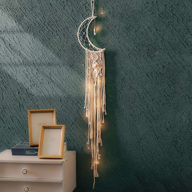 Macrame Wall Hanging Moon Dream Catcher Hand-woven Tapestry
