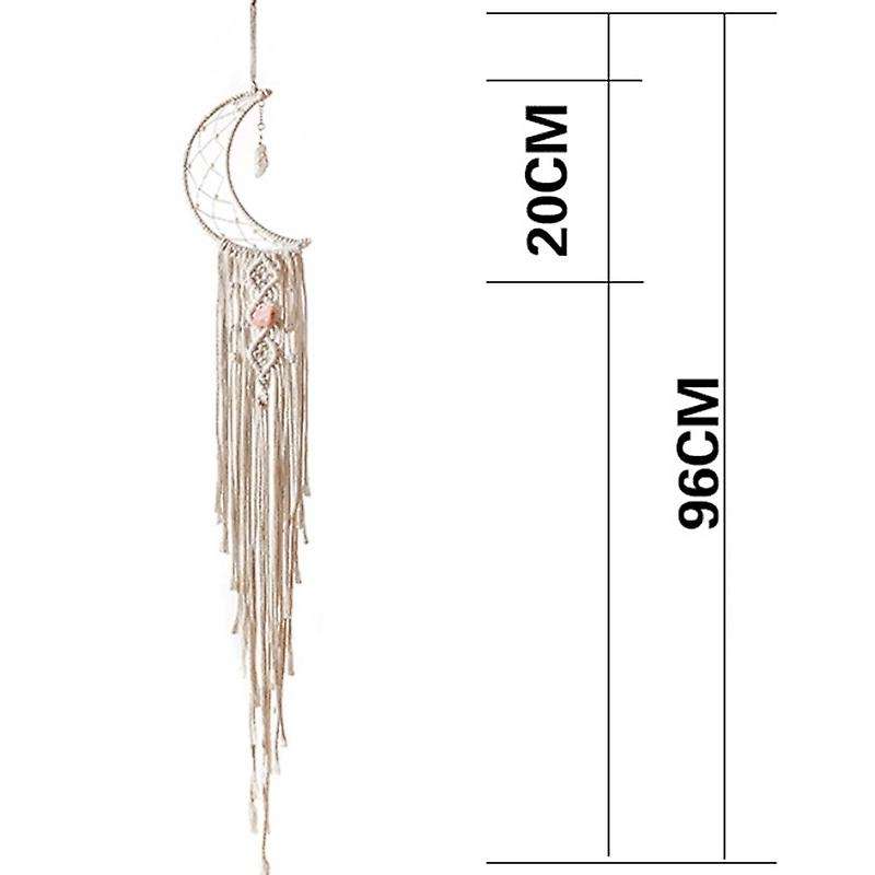 Macrame Wall Hanging Moon Dream Catcher Hand-woven Tapestry