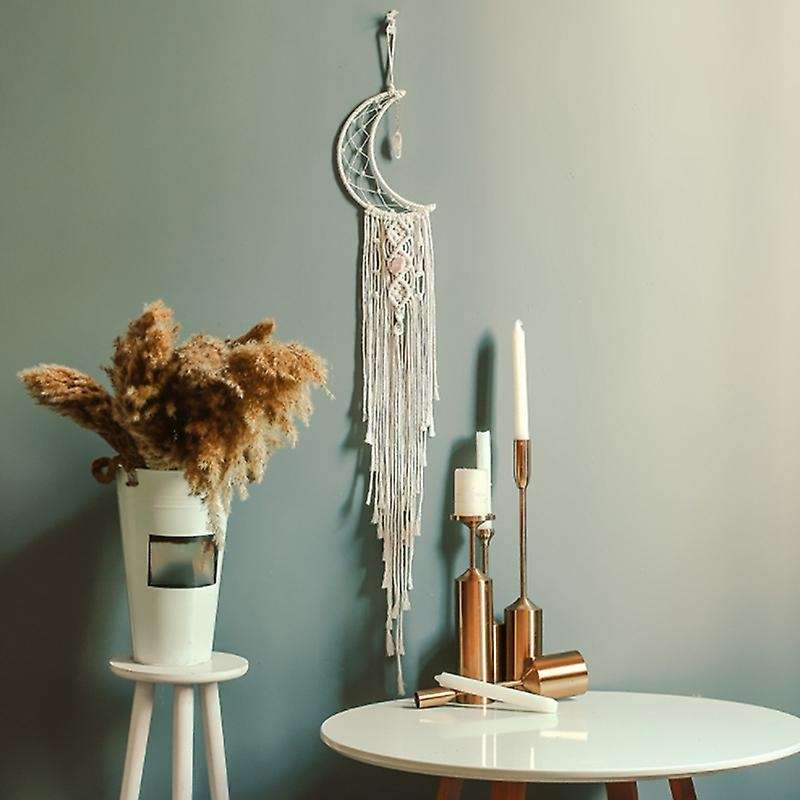 Macrame Wall Hanging Moon Dream Catcher Hand-woven Tapestry