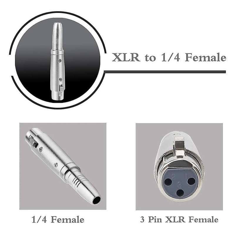 5pcs 3pin Xlr Female to 1/4 Inch 6.3/6.5 Mm Mono Female Mic Converter