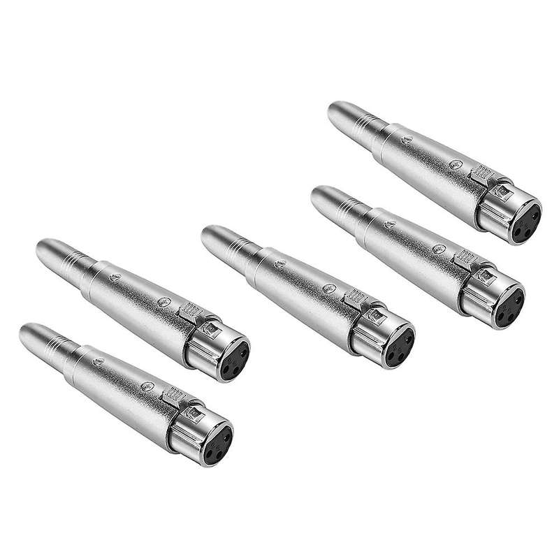 5pcs 3pin Xlr Female to 1/4 Inch 6.3/6.5 Mm Mono Female Mic Converter