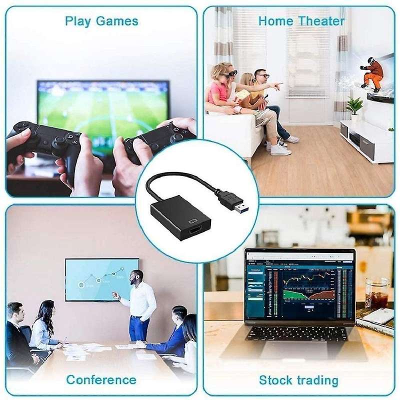 Usb to Hdmi-compatible Adapter,hd 1080p Video for Pc Laptop Projector