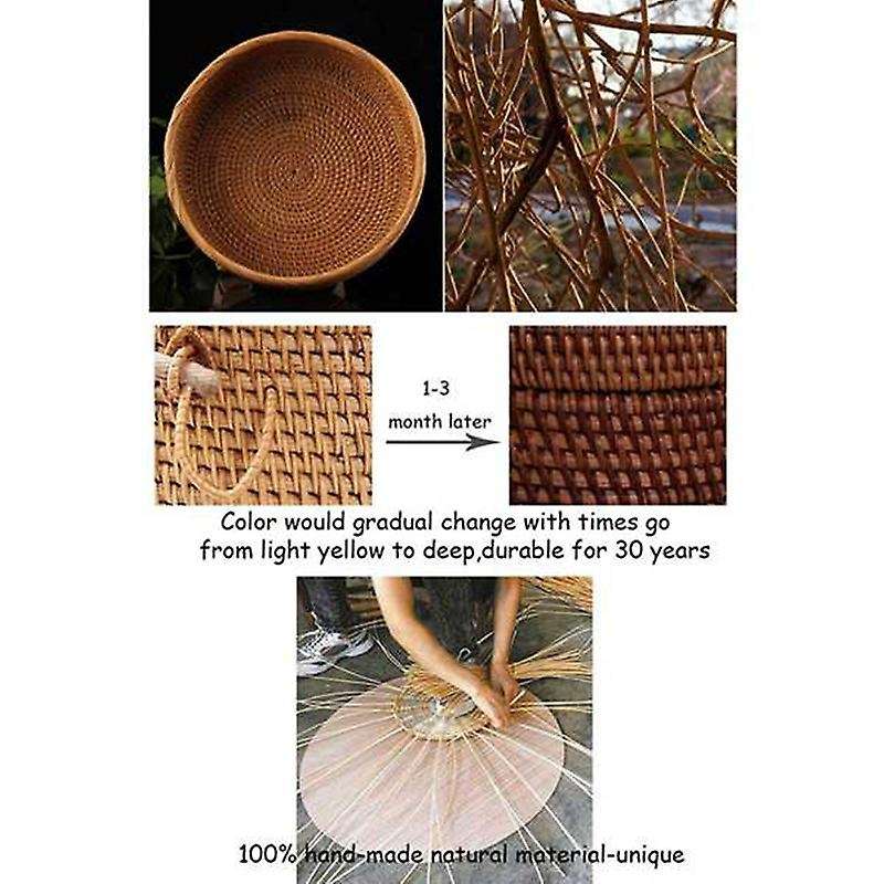 Handwoven Round Rattan Fruit Basket Rattan Basket Picnic Tray