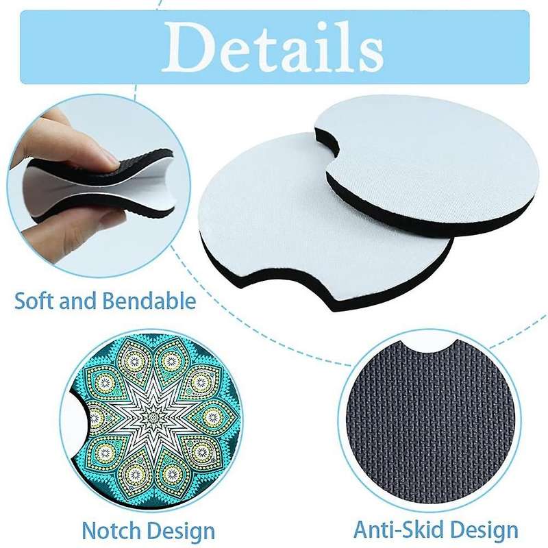 Sublimation Car Cup Blanks Mat for Diy Car Coasters Painting,30pcs