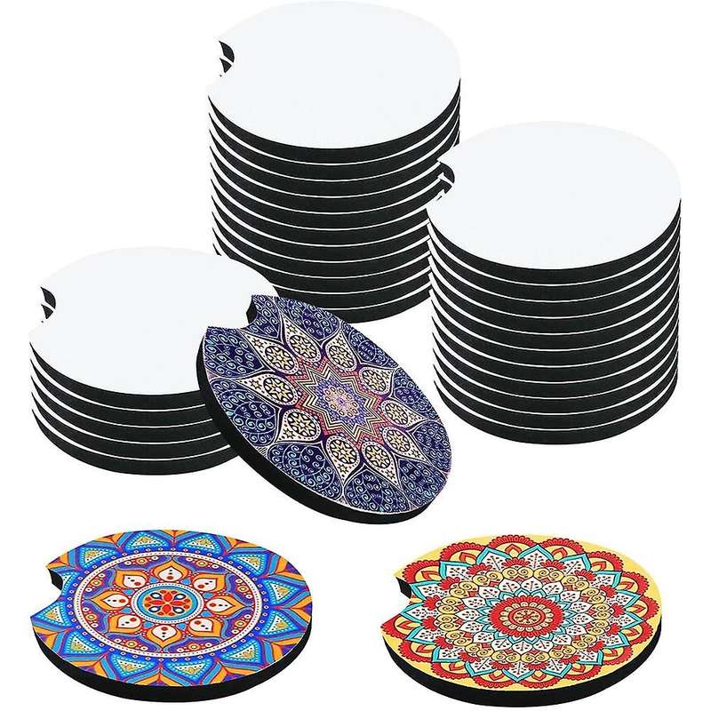 Sublimation Car Cup Blanks Mat for Diy Car Coasters Painting,30pcs