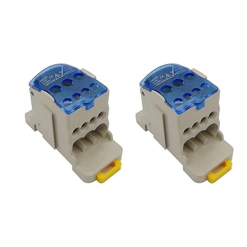 2pcs Ukk80a Wire Splitter, 1 In 6 Out Din Rail Distribution Box