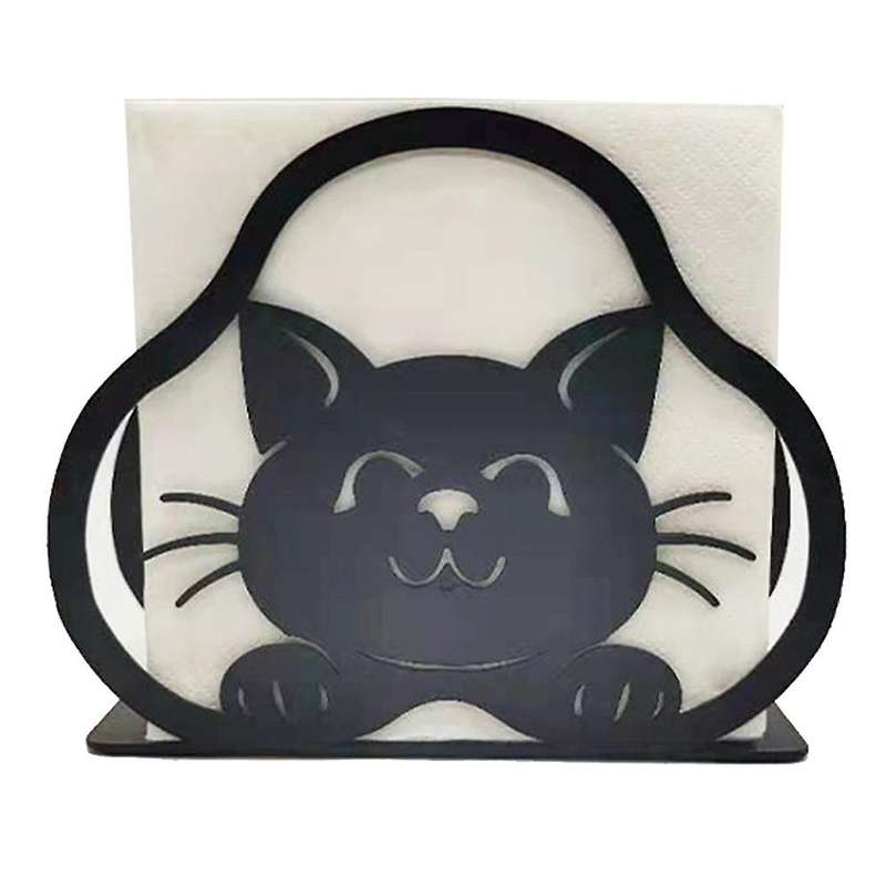 Kitchen Napkin Holder, Cat Black Metal Napkin Holder, for Farmhouse
