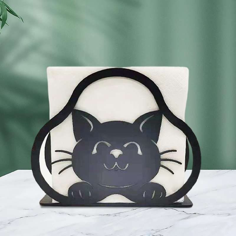 Kitchen Napkin Holder, Cat Black Metal Napkin Holder, for Farmhouse