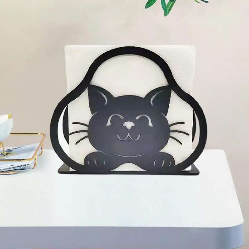 Kitchen Napkin Holder, Cat Black Metal Napkin Holder, for Farmhouse