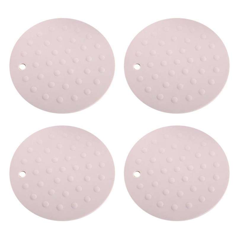 4pcs Thickened Table Mat, Household Silicone Pot, Coaster (apricot)