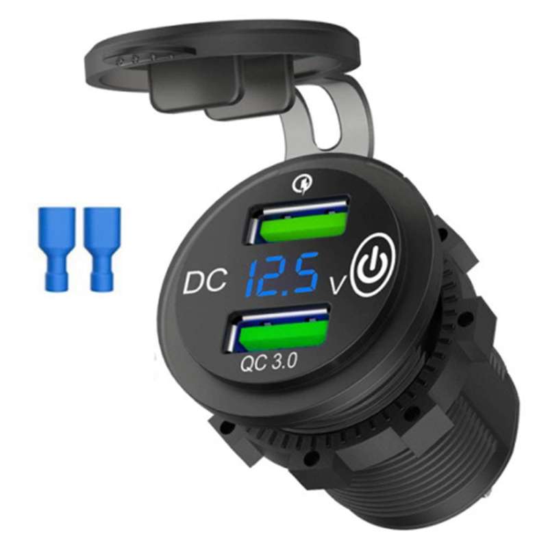 Dual Qc3.0 Port Quick Charge Usb Car Charger Socket 12v/24v Adaptor A