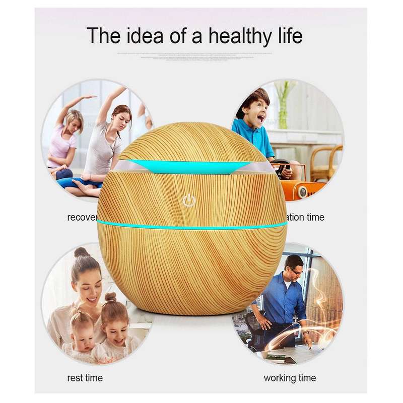 Electric Air Humidifier Essential Aroma Oil Diffuser Wood Grain