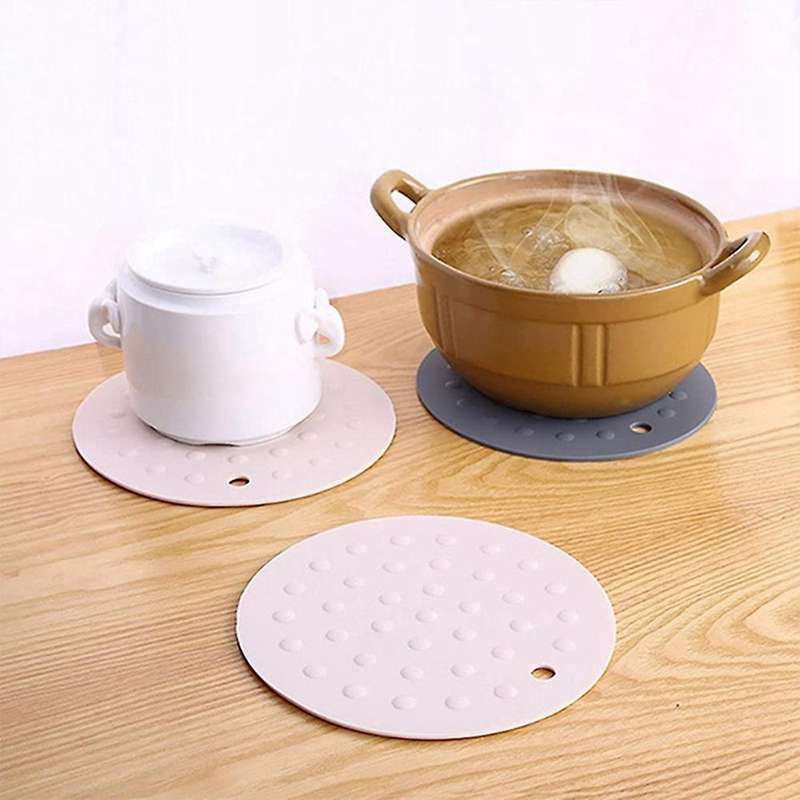 4pcs Thickened Table Mat, Household Silicone Pot, Coaster (gray)