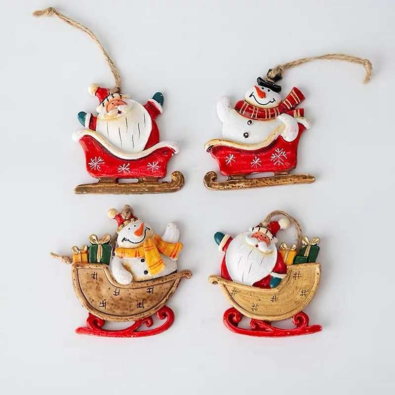 Christmas Snowman Santa Claus Resin Small Pendant Hanging Organs