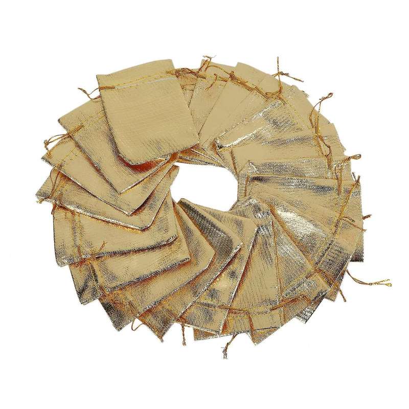 100pcs Gold Foil Organza Bag Candy Bags Gift Packaging Bags 7x9cm