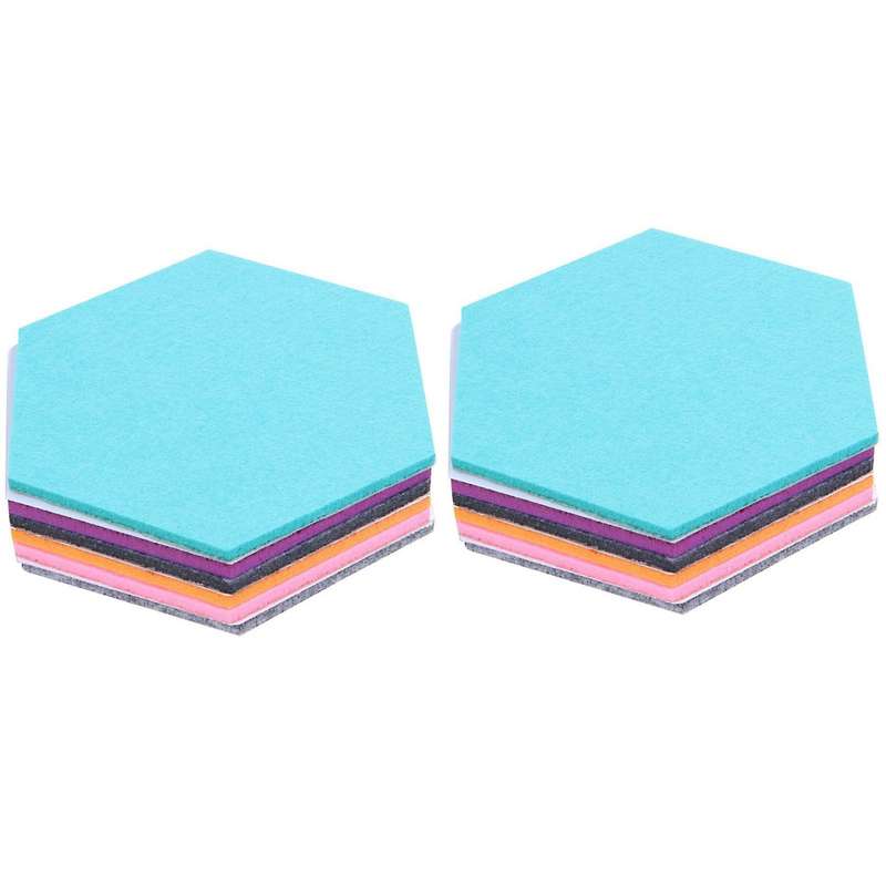 Set Of 18 Hexagon Felt Pin Board Self Adhesive Memo 5.5x5x0.2 Inches