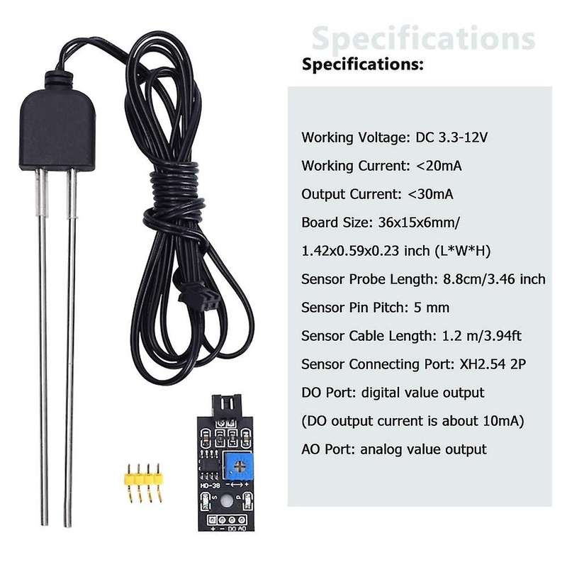 Resistive Soil Moisture Sensor,humidity Detector,with Probe,pack Of 2