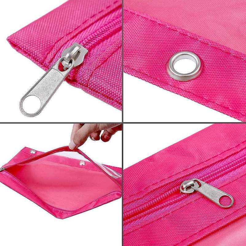 8 Pack 3 Ring Zipper Pencil Pouch Fabric Pencil Case Yellow