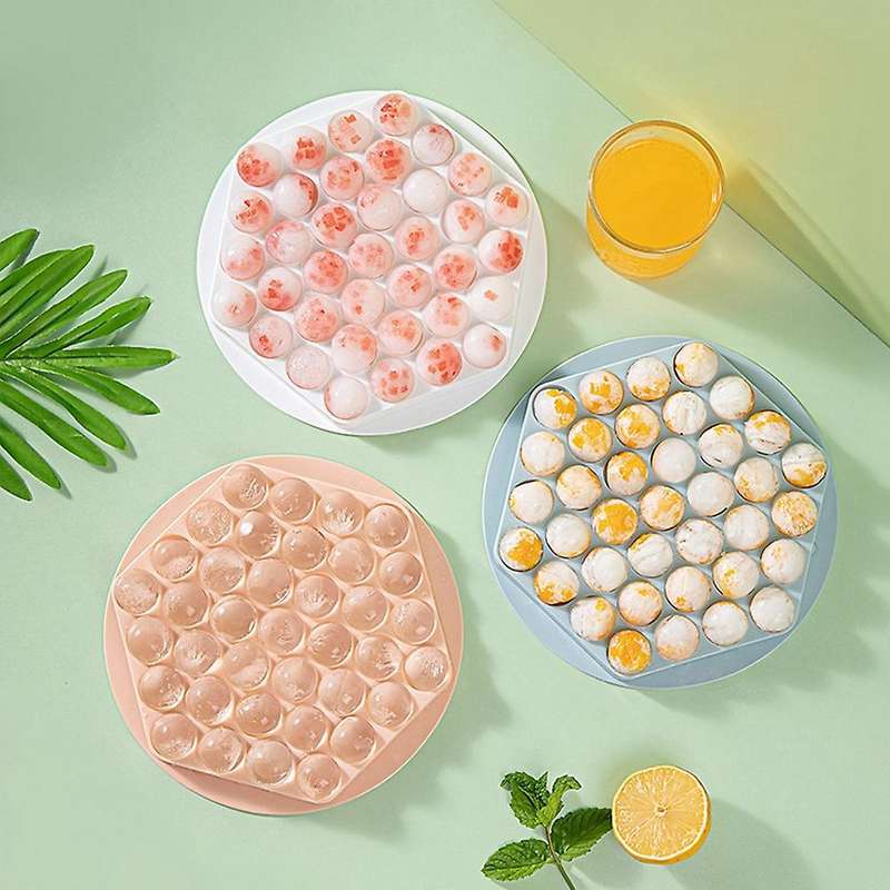 2 Packs Hexagon Round Ice Square Tray with Lid,mini Circle Ice Ball-b