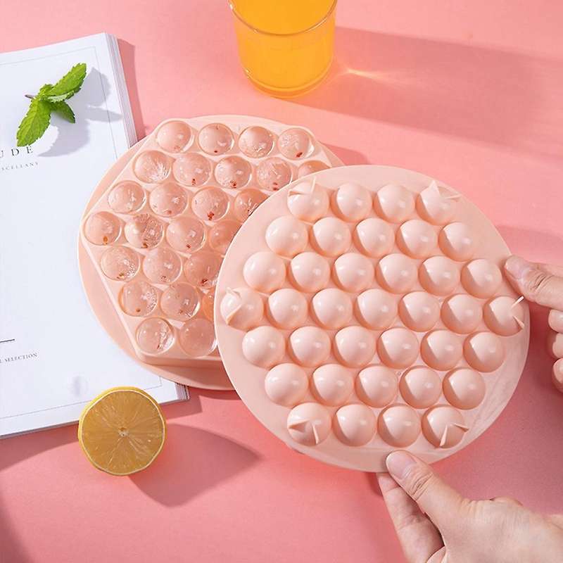 2 Packs Hexagon Round Ice Square Tray with Lid,mini Circle Ice Ball-b