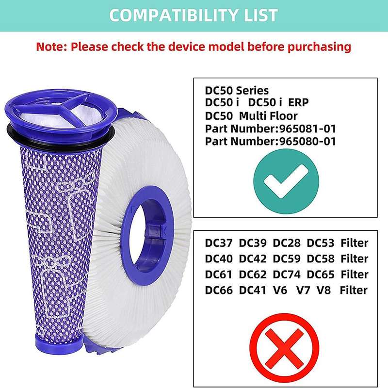 Pre-filters and Hepa Post-filters for Dyson Dc50 Series Part