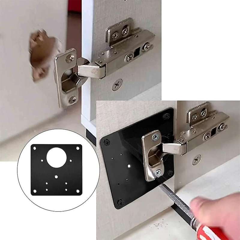 4 Pcs Stainless Steel Black Repair Plate with Screws for Furniture