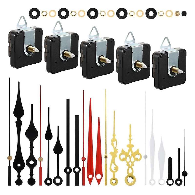 5pcs Diy Quartz Clock Movement Repair Parts with 7 Pairs Clock Hands