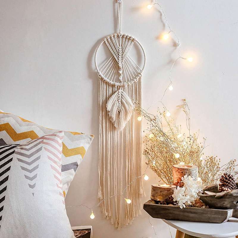 Circle Macrame Tapestry Wall Hanging Boho Leaf Children Dorm Decor