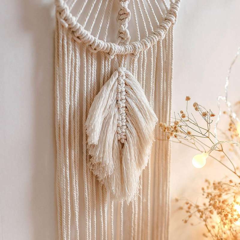 Circle Macrame Tapestry Wall Hanging Boho Leaf Children Dorm Decor