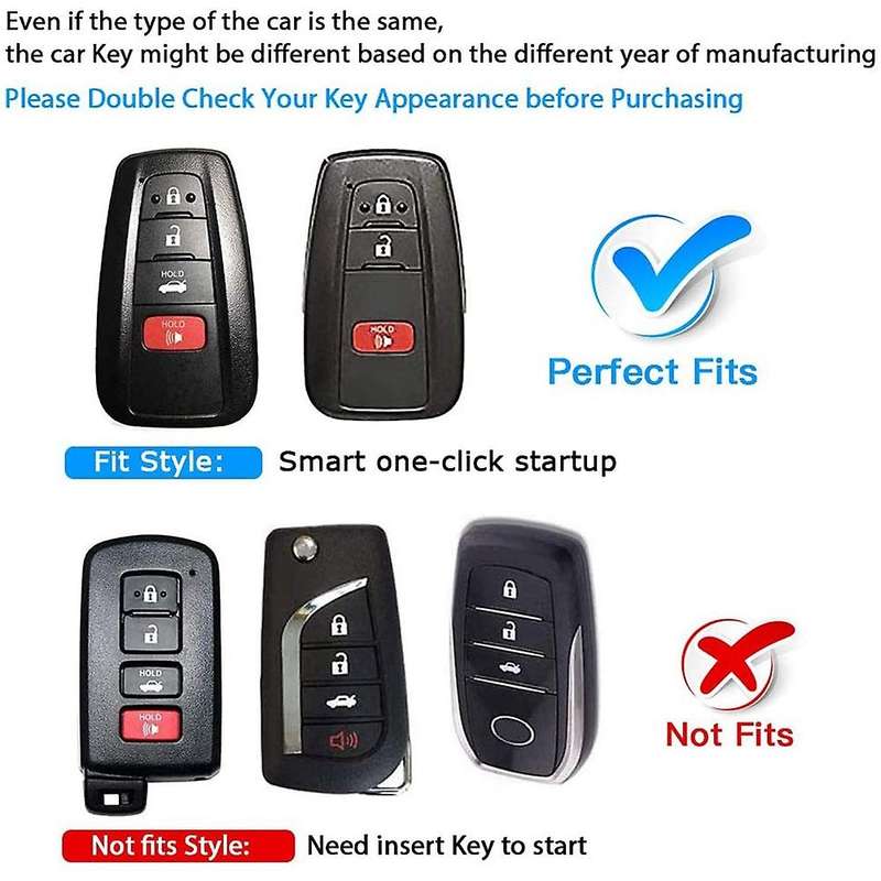 With Keychain Tpu Key Case for Toyota Camry Rav4 Avalon, Silver