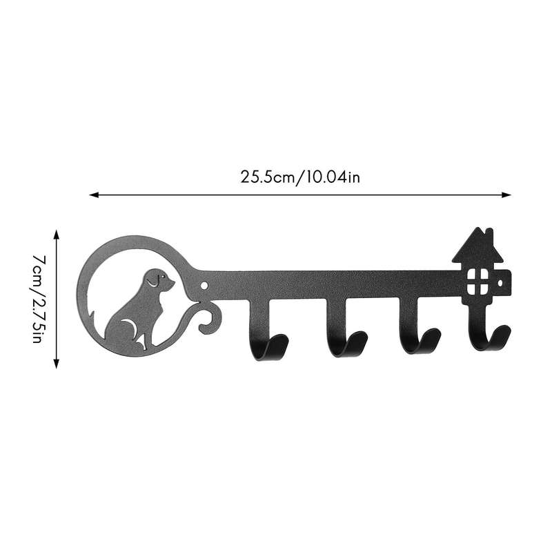 With 4 Key Hooks Uniquely Designed Key Rack with Cute Dog and House