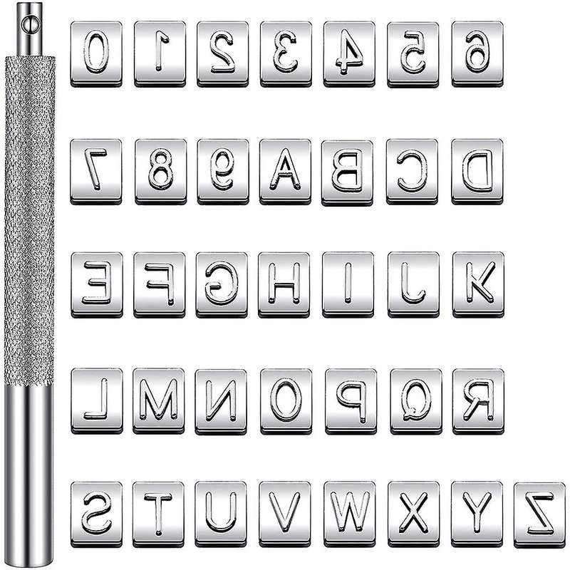 36pcs Punch Tool Number Alphabet Pattern Diy Stamper+1pc Handle