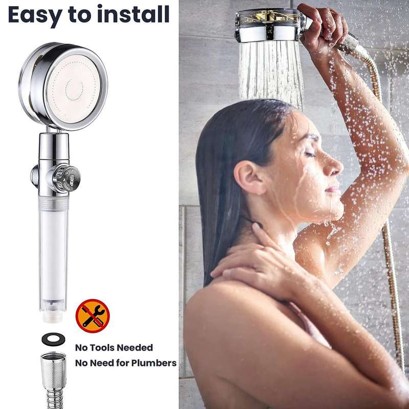 Shower Head with Turbo Propeller, with 5 Pp Filters for Hard Water