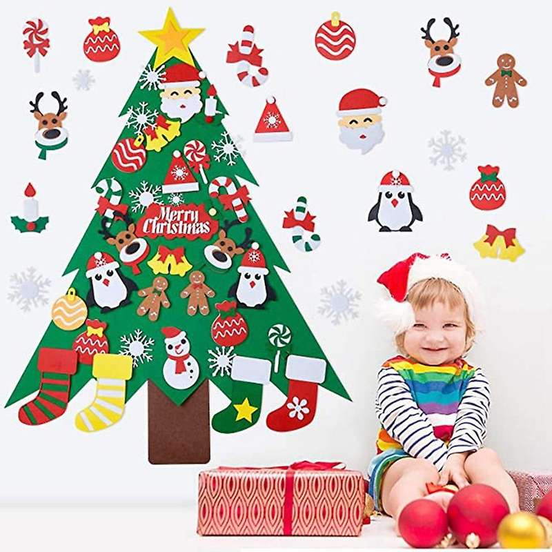 Diy Felt Christmas Tree Kit with Detachable Ornaments for Toddlers