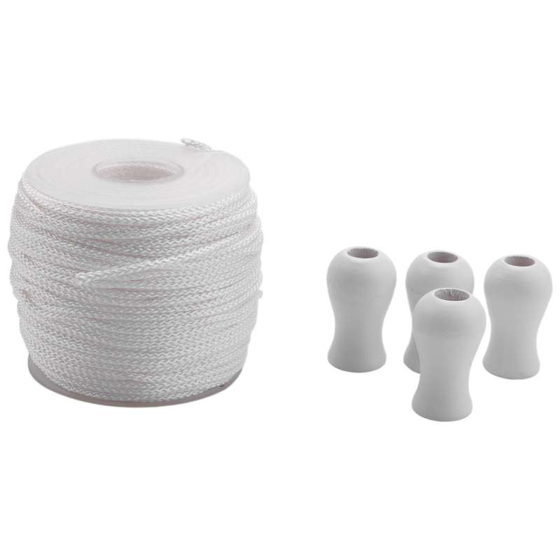 1.8 Mm White Braided Lift Shade Cord 55 Yards/roll with 4 Pcs Pendant