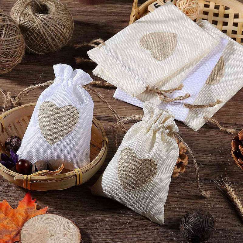 Burlap Bags, 20pack 4x5.5inch Gift Bag for Valentine's Day Christmas
