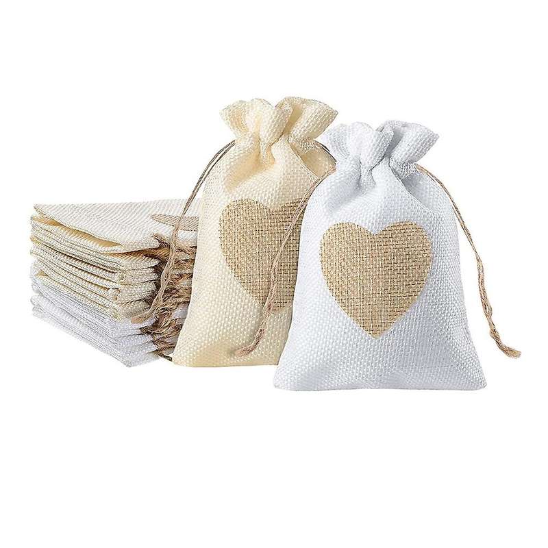 Burlap Bags, 20pack 4x5.5inch Gift Bag for Valentine's Day Christmas