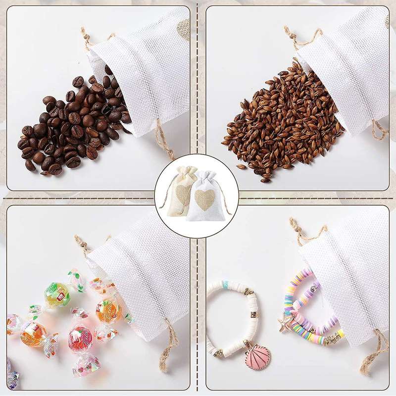 Burlap Bags, 20pack 4x5.5inch Gift Bag for Valentine's Day Christmas