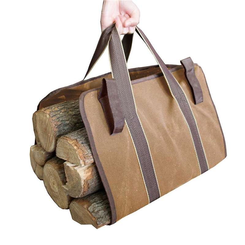 Supersized Canvas Firewood Carrier Bag Log Camping Storage Bag(brown)