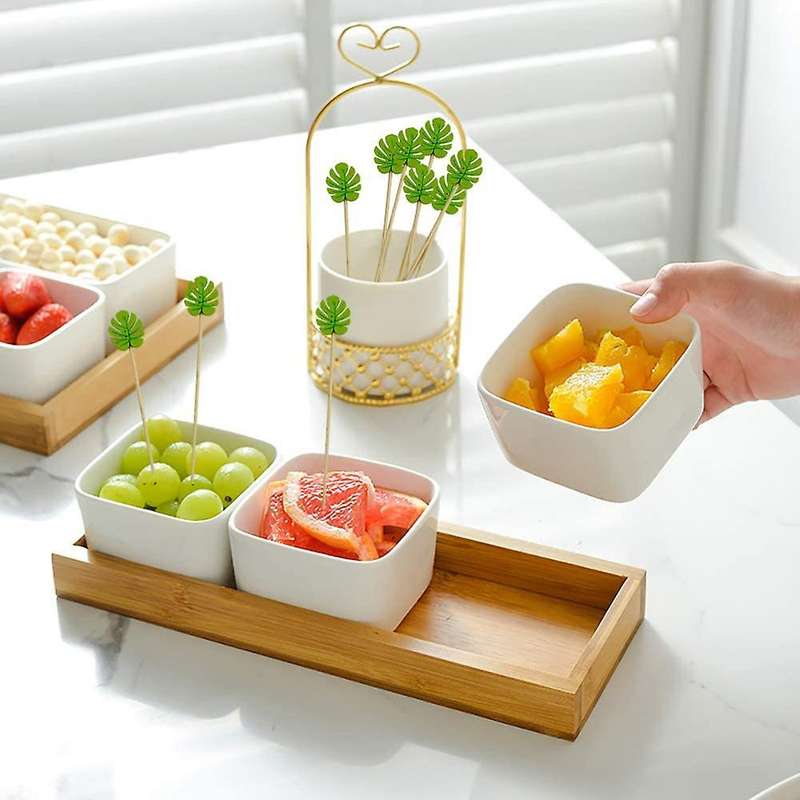 200pc Bamboo Pick Buffet Tropical Leaves Cupcake Fruit Fork