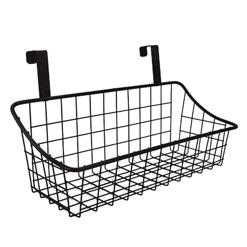 Basket with Hook, Hang It Behind A Door Or On A Railing, Black