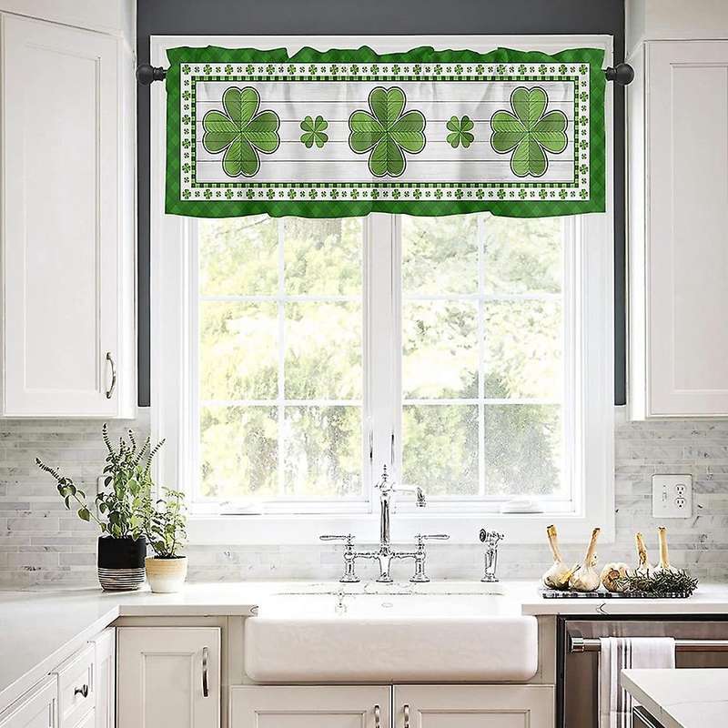 St. Patrick's Day Valances for Windows - Shamrock Valance Curtains