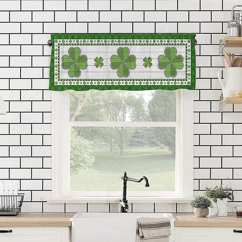 St. Patrick's Day Valances for Windows - Shamrock Valance Curtains